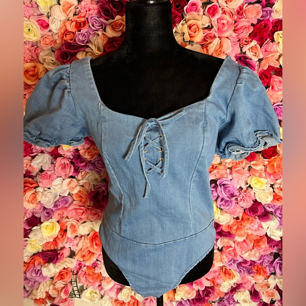 Denim Puffy Sleeve One Piece!